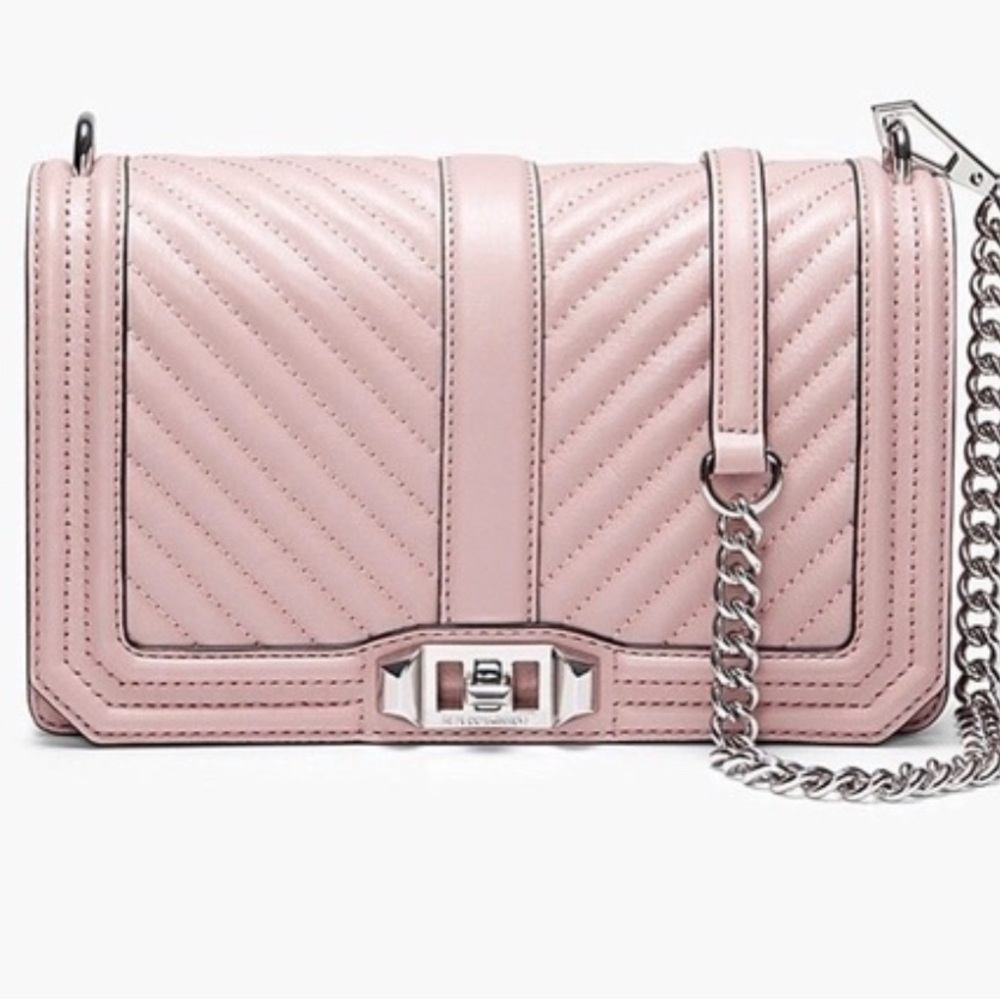 Chic Pink and Silver Quilted Crossbody Bag